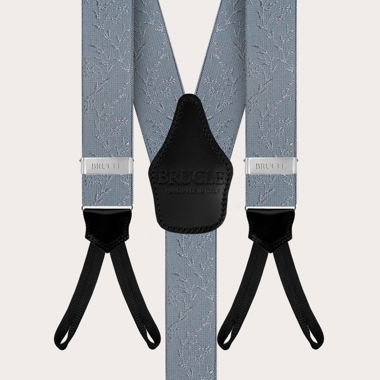 Ceremony suspenders with buttonholes in powder blue