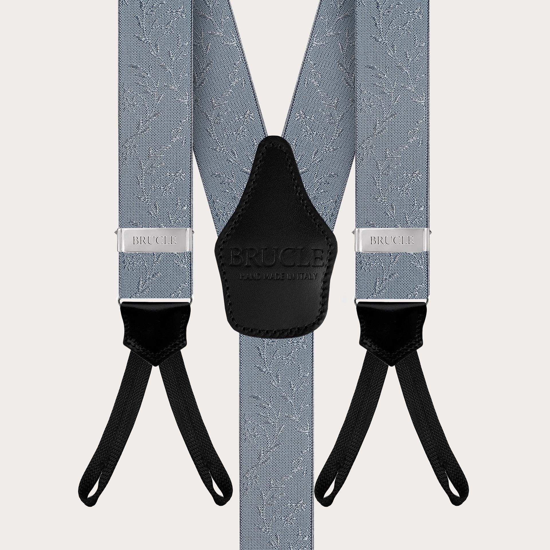 Ceremony suspenders with buttonholes in powder blue