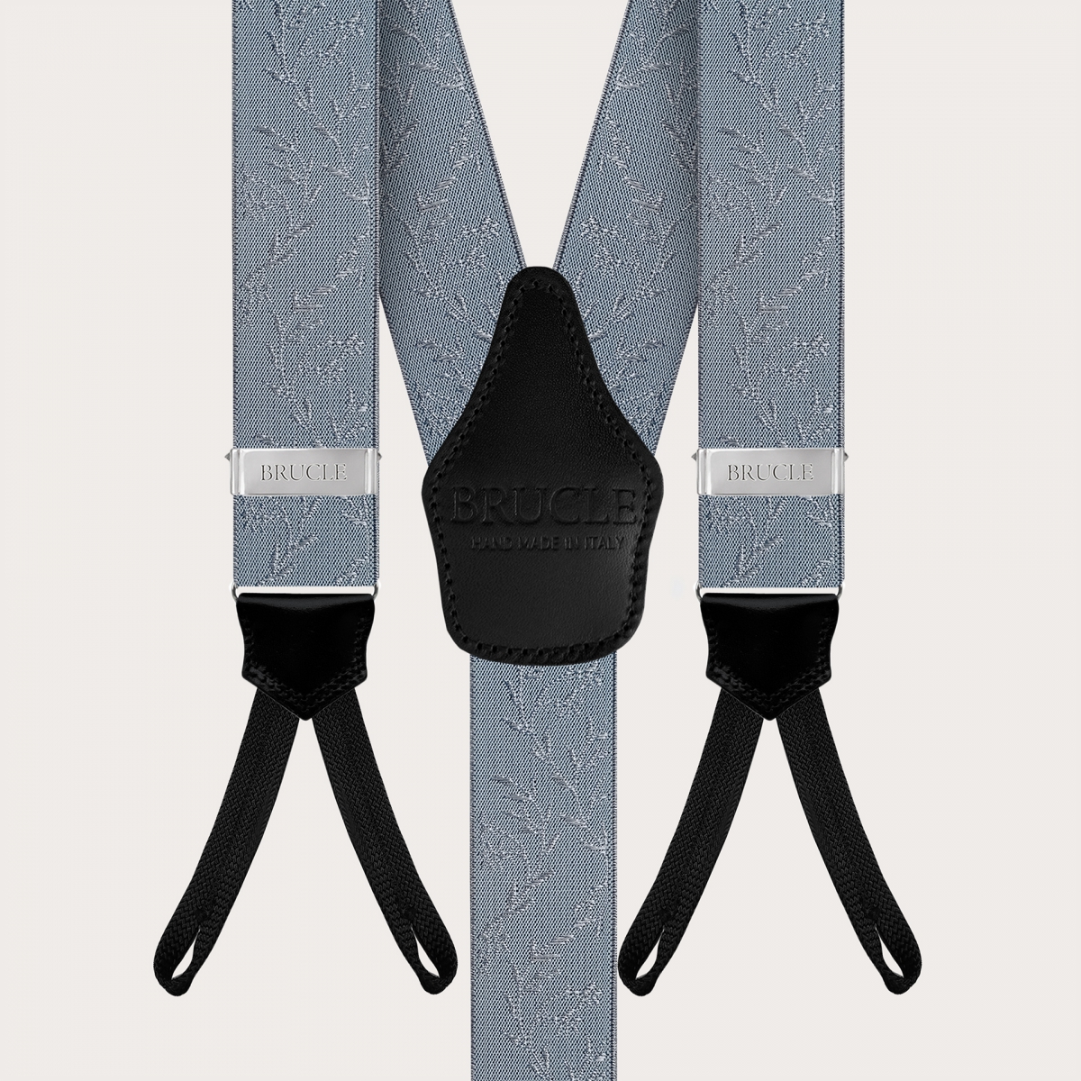 Ceremony suspenders with buttonholes in powder blue