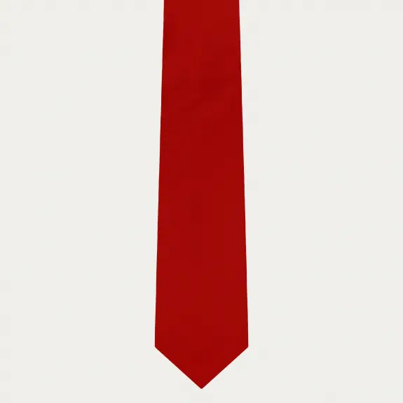Conjunto coordinado de corbata y pañuelo de bolsillo en satén de seda rojo