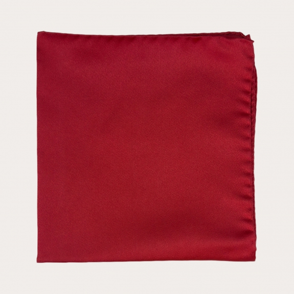 Pochette de costume bordeaux en satin de soie