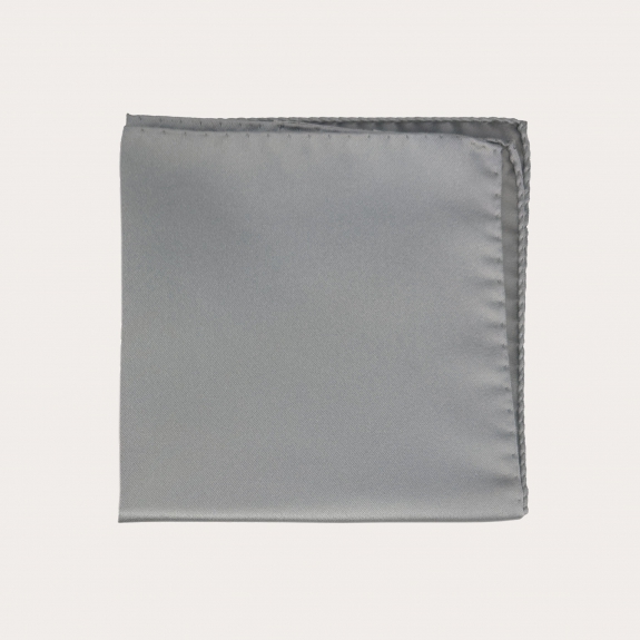 Grey silk satin pocket square