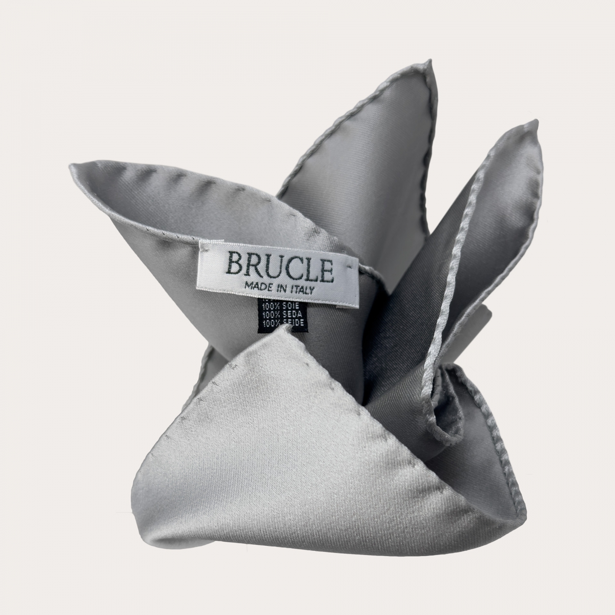 Grey silk satin pocket square