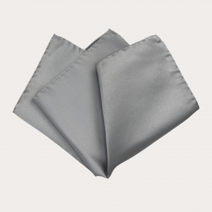 Pochette de costume en satin de soie gris