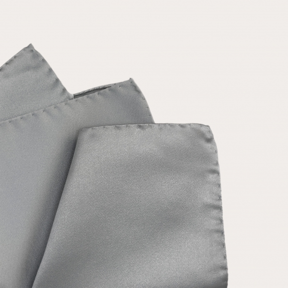 Grey silk satin pocket square