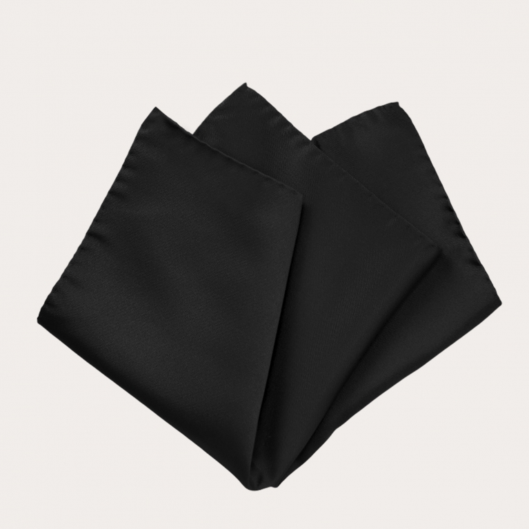 Black silk satin pocket square