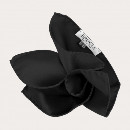 Pochette de costume en satin de soie noir