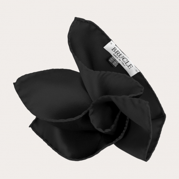 Black silk satin pocket square