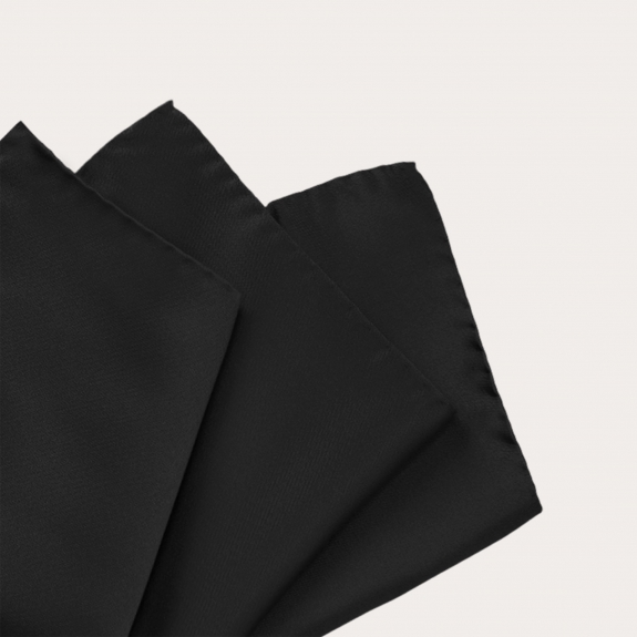 Black silk satin pocket square