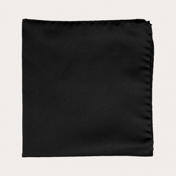 Pochette de costume en satin de soie noir