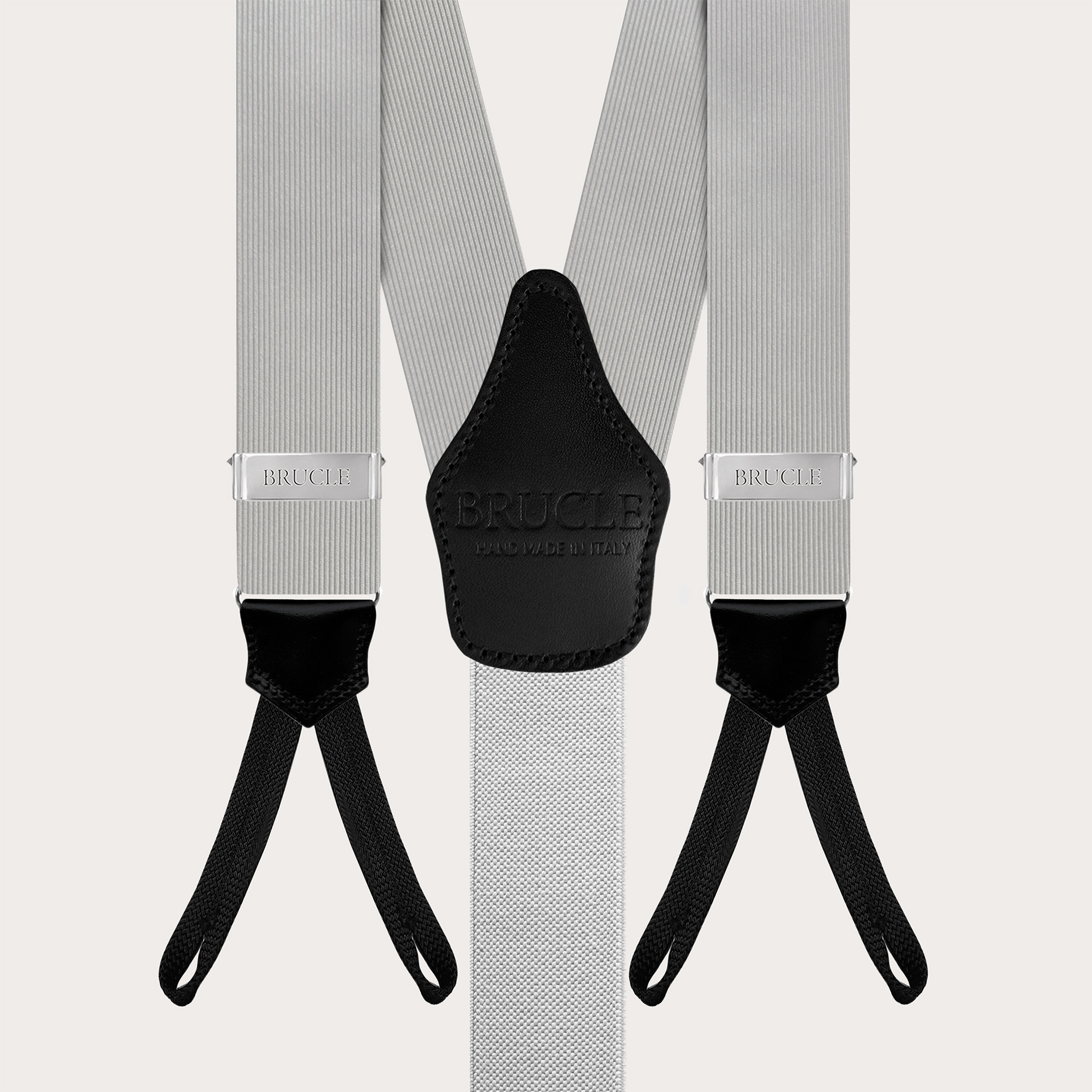 Formal Y-shape suspenders with braid runners, grey