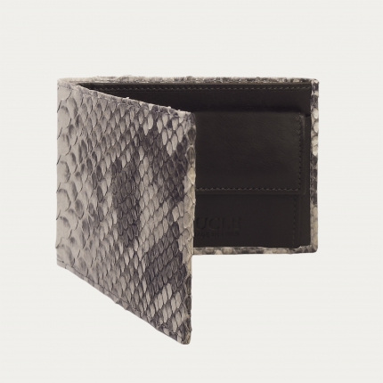 Men's python wallet in mud color with coin pocket