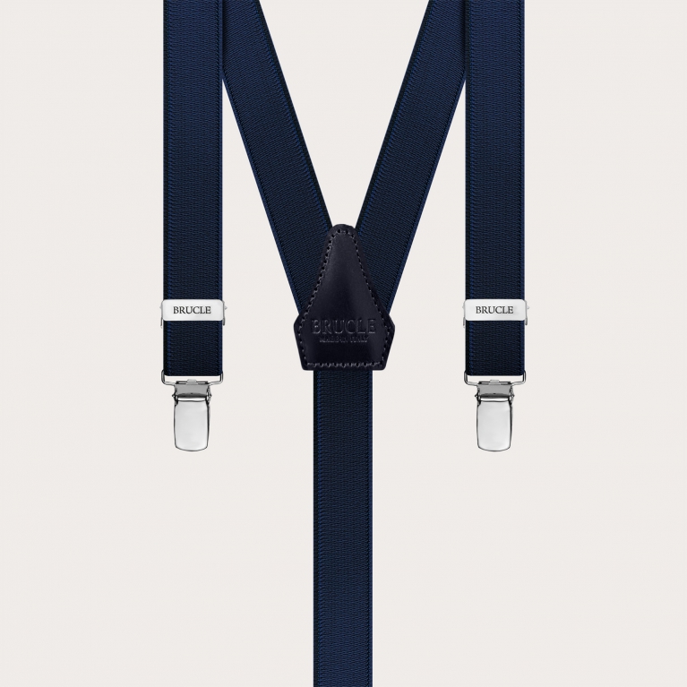 Tight suspenders in elastic blue satin, only clips