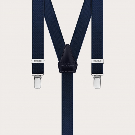 Tight suspenders in elastic blue satin, only clips