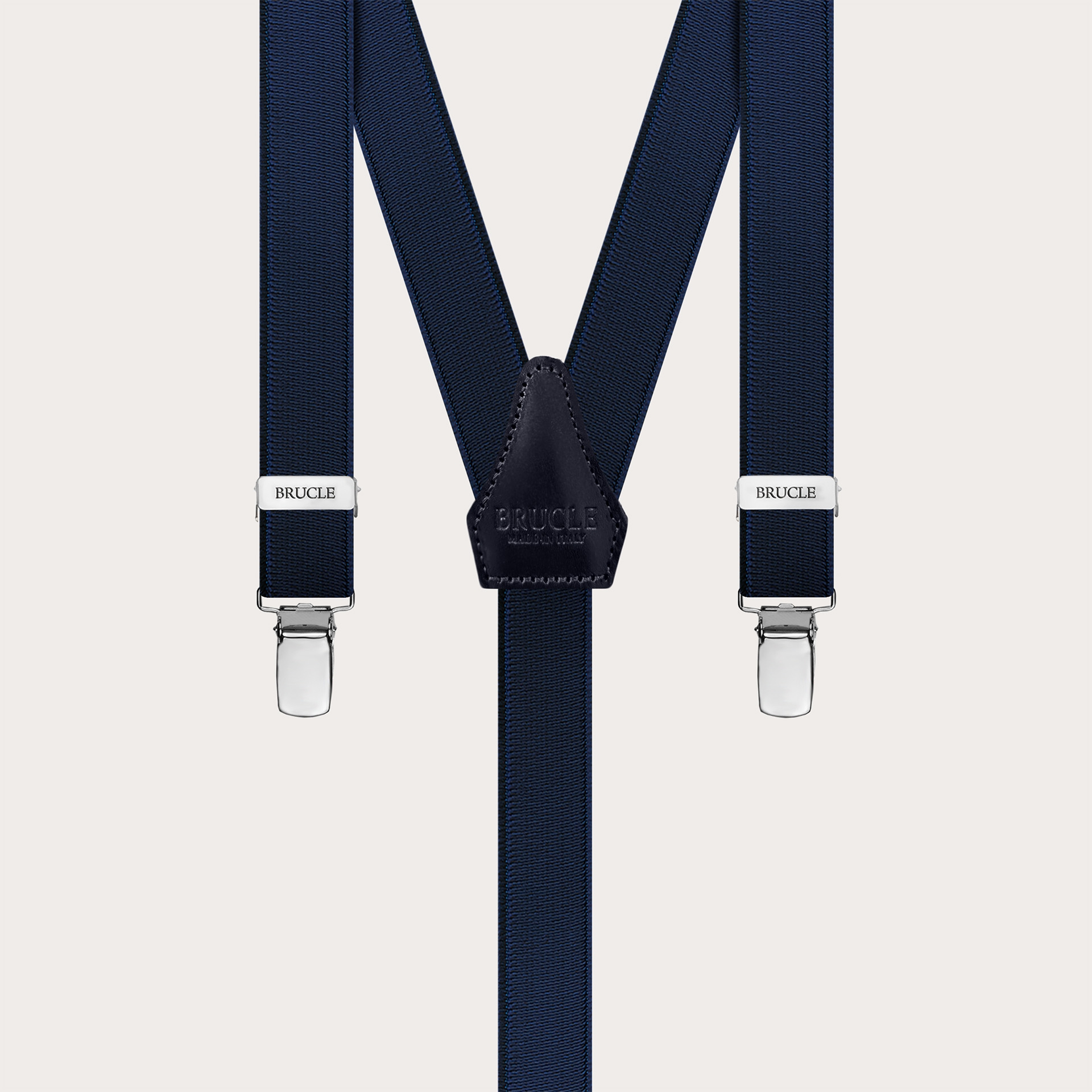 Tight suspenders in elastic blue satin, only clips