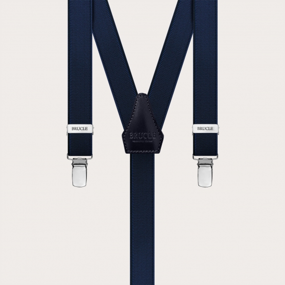 Tight suspenders in elastic blue satin, only clips