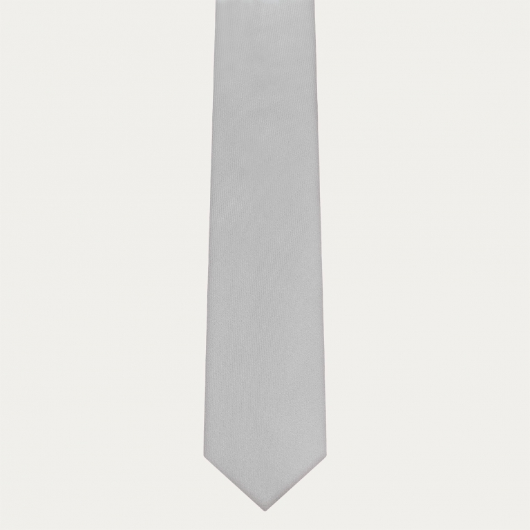 Pearl gray silk satin tie