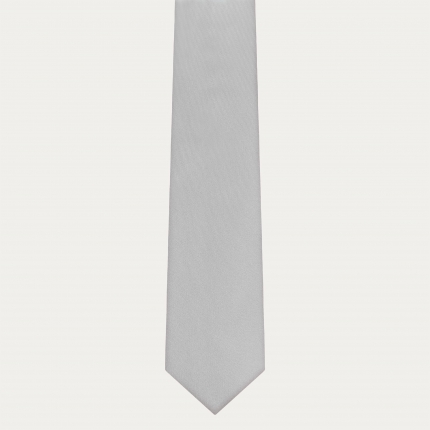 Corbata de satén de seda gris perla