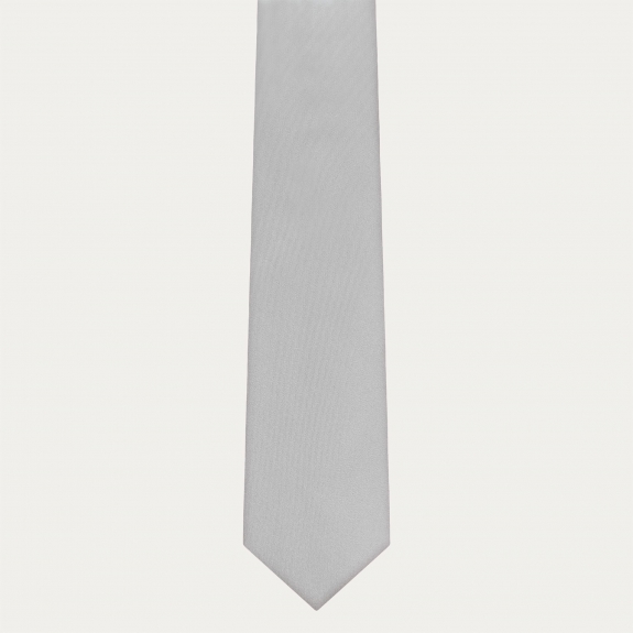 Pearl gray silk satin tie