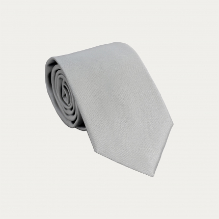 Cravatta grigio perla in raso di seta
