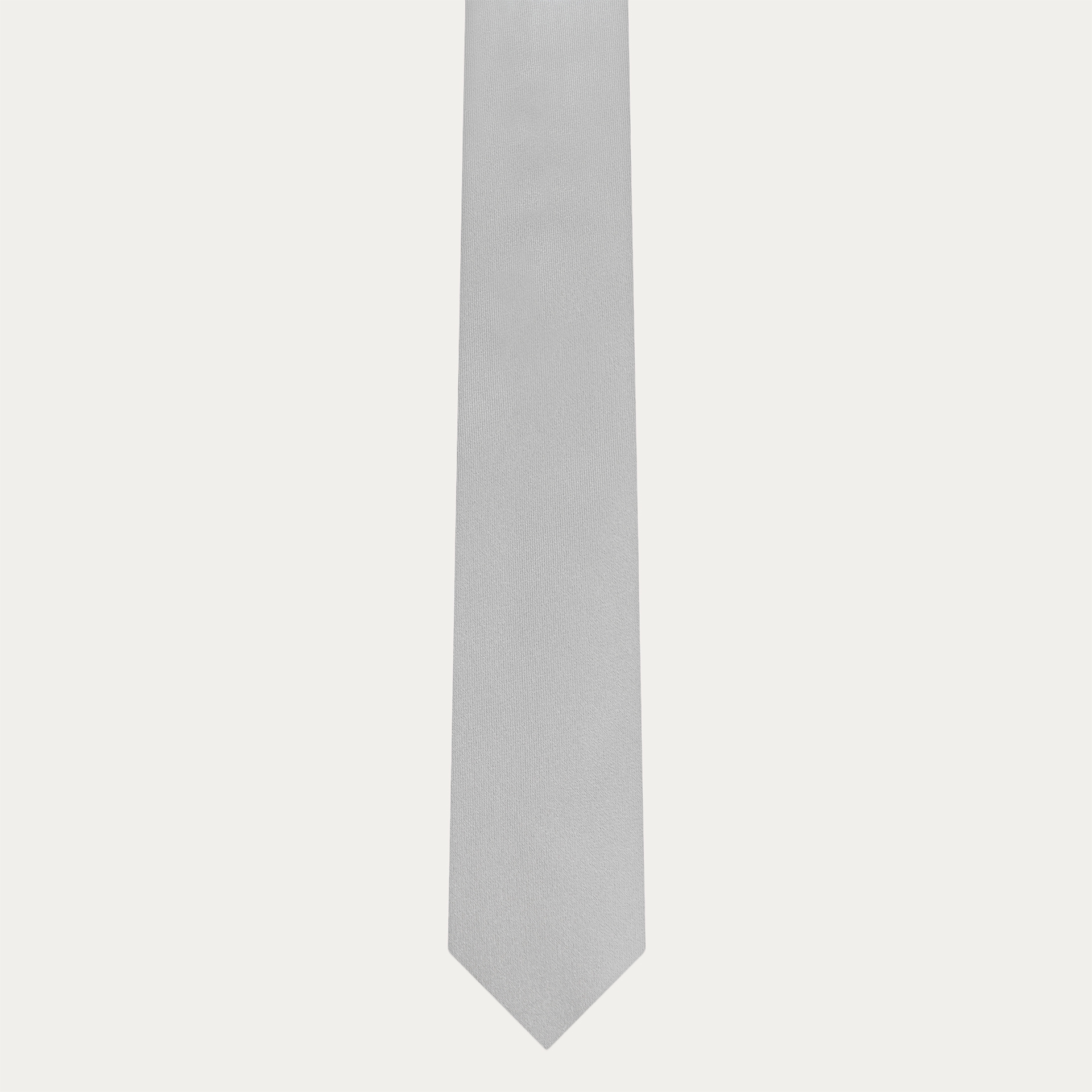 Narrow tie in pearl gray silk satin