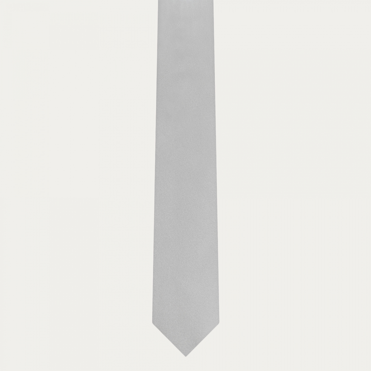 Narrow tie in pearl gray silk satin