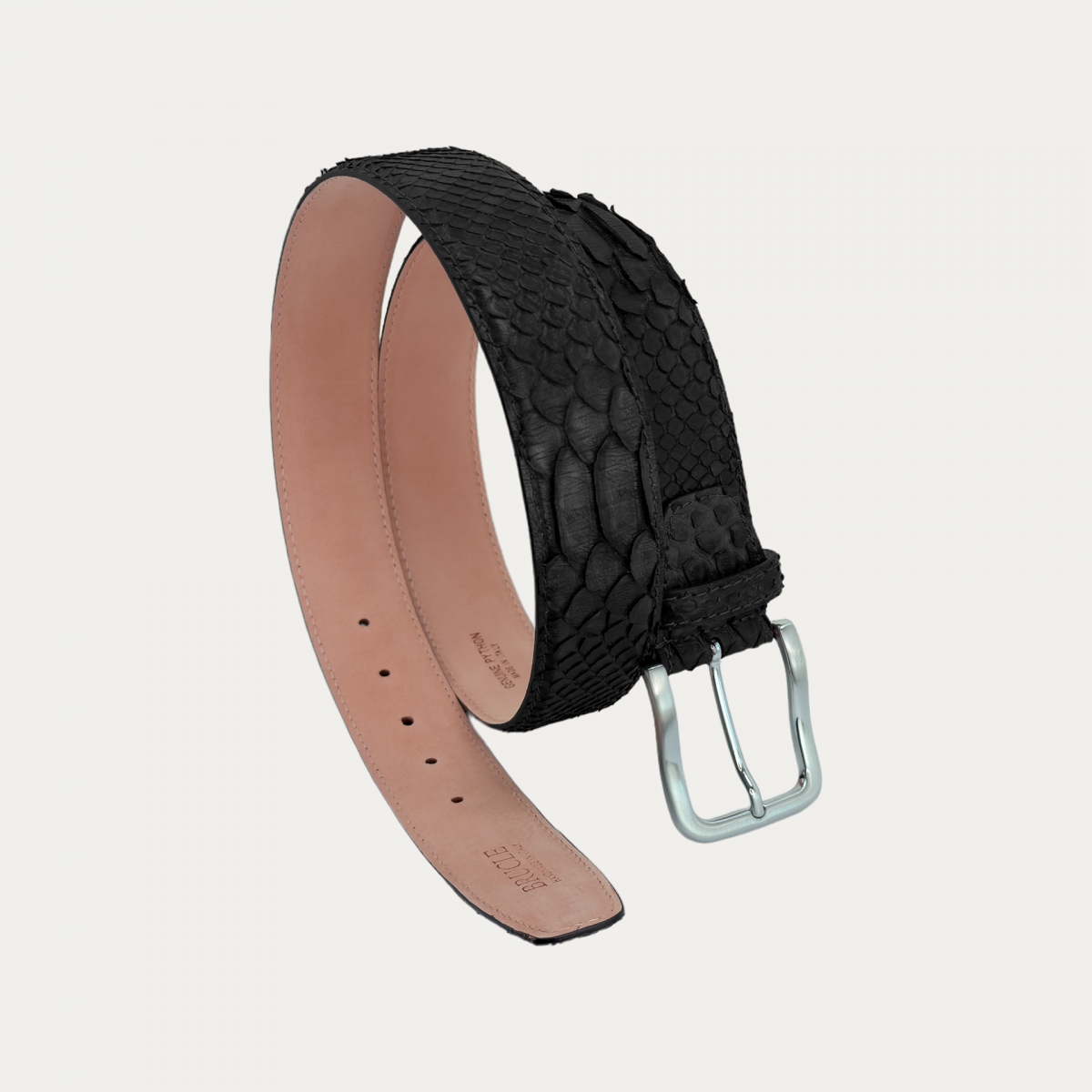 Ceinture haute noire en cuir de python