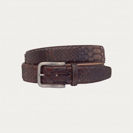 Ceinture haute en python marron foncé