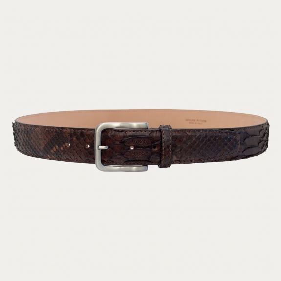 Ceinture haute en python marron foncé