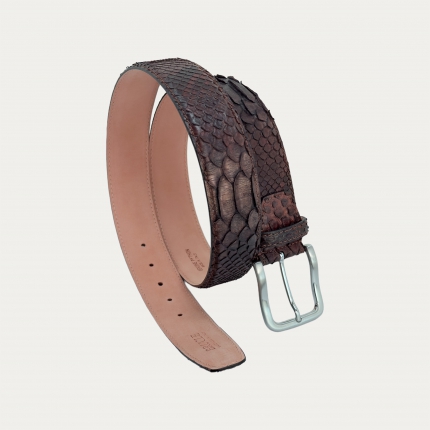 Ceinture haute en python marron foncé