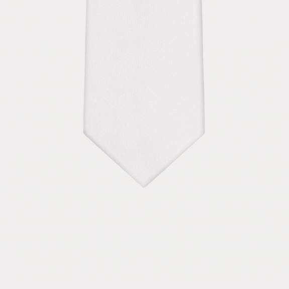 White satin tie and pocket square coordinated set