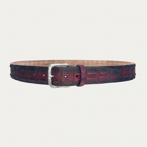 Crocodile belt hand-colored shaded burgundy