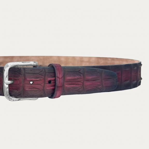 Crocodile belt hand-colored shaded burgundy