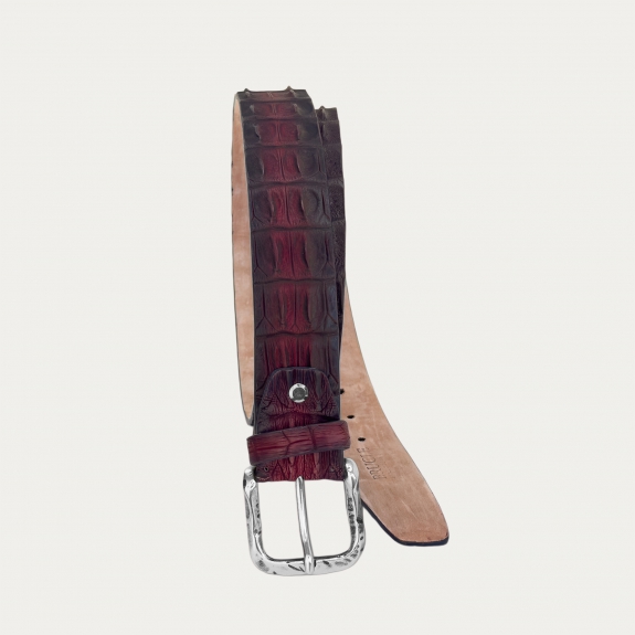 Crocodile belt hand-colored shaded burgundy