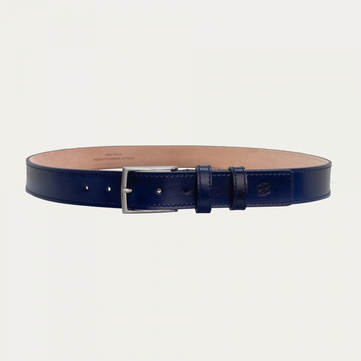 Ceinture bleu marine teintée à la main sans nickel