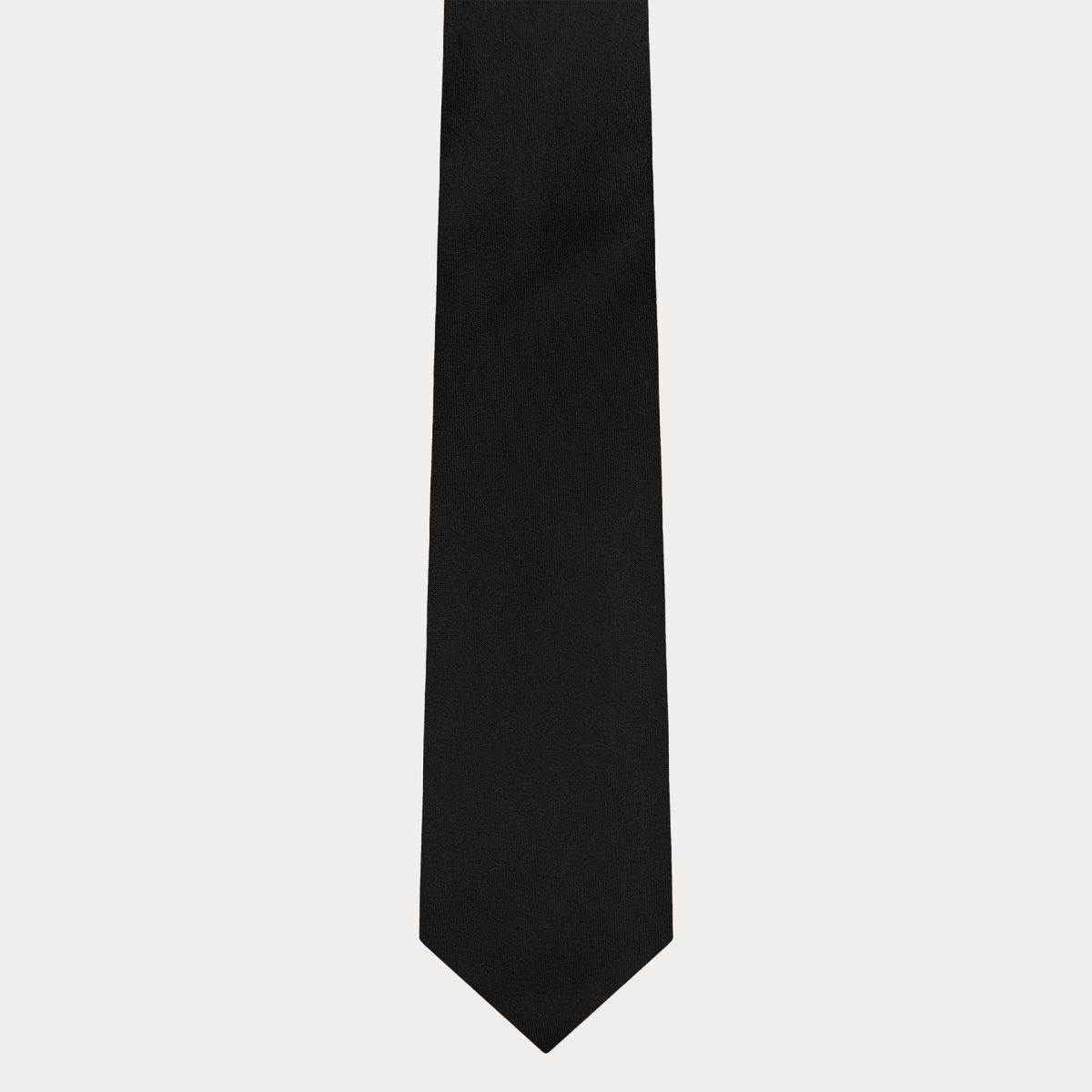 Black satin tie and white pocket square set