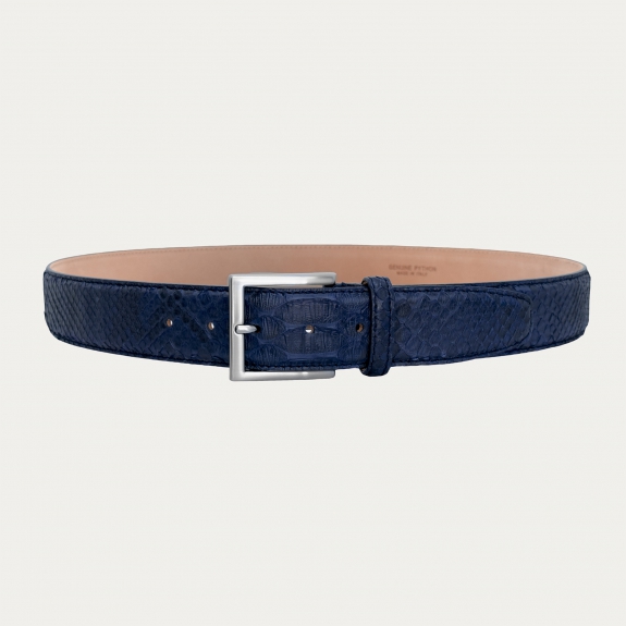 Casual blue python leather belt