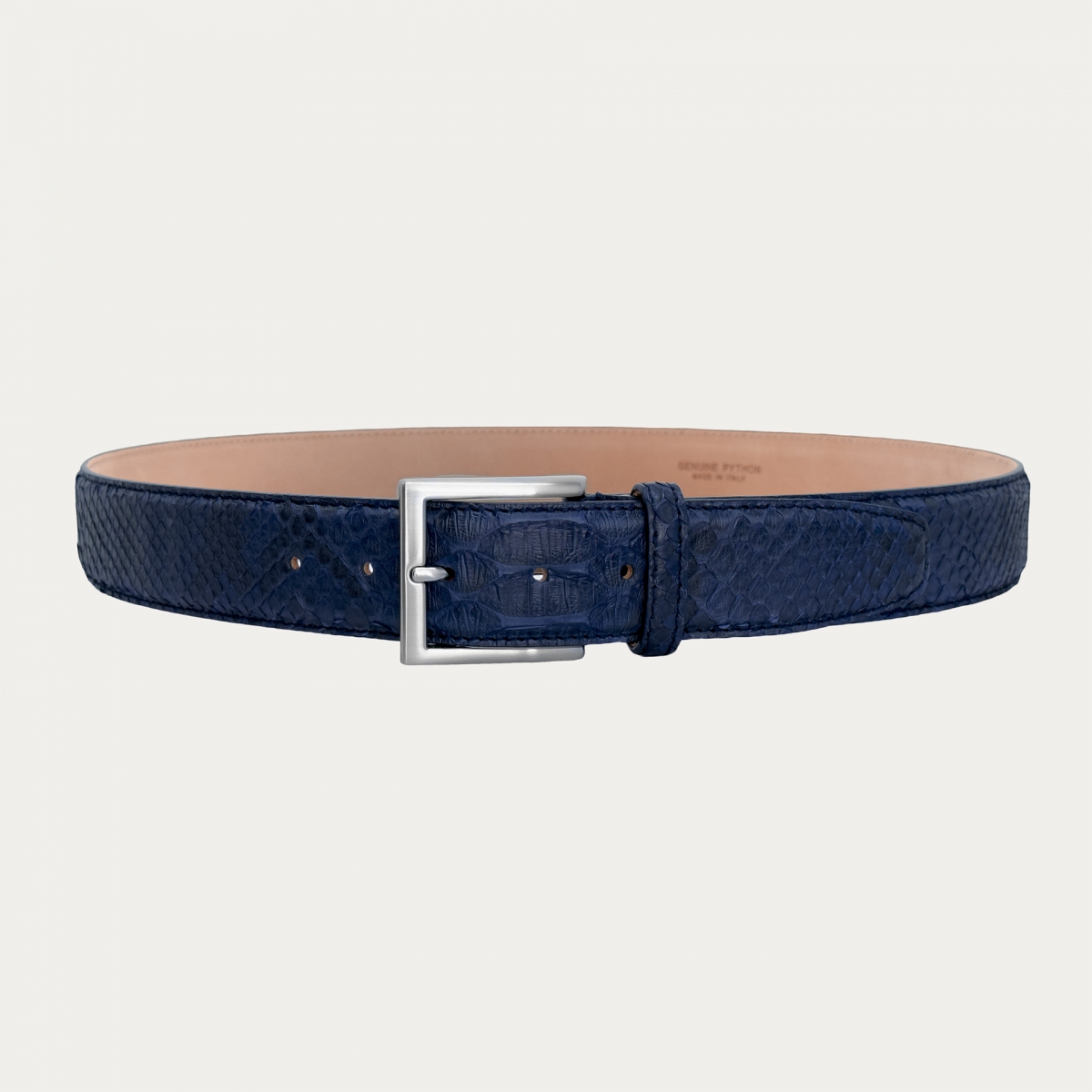 Casual blue python leather belt