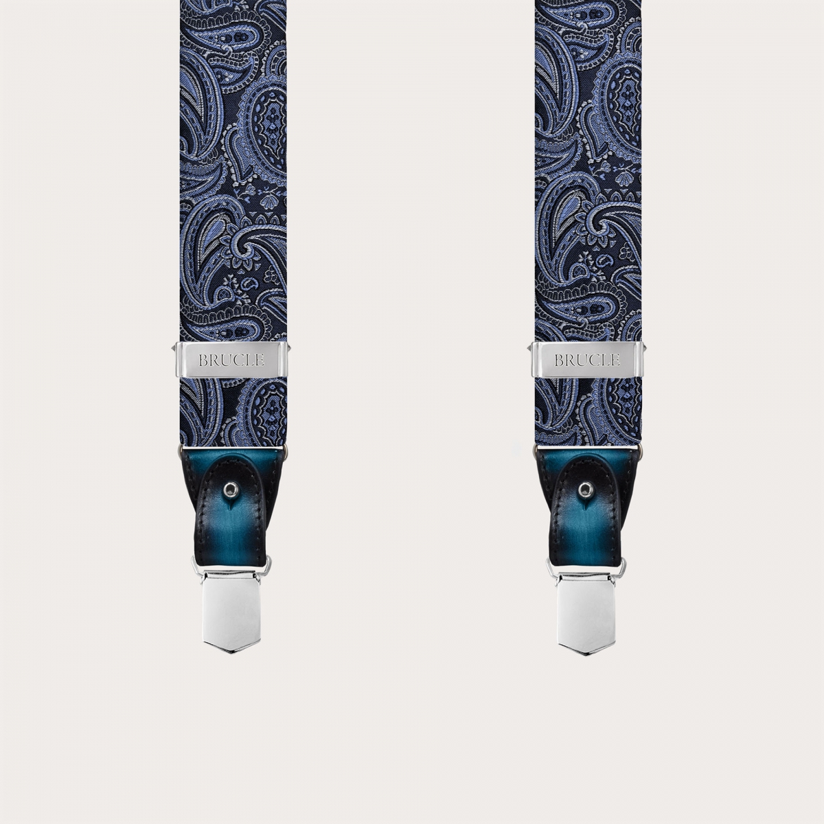 Elegantes tirantes para hombre de seda paisley azul