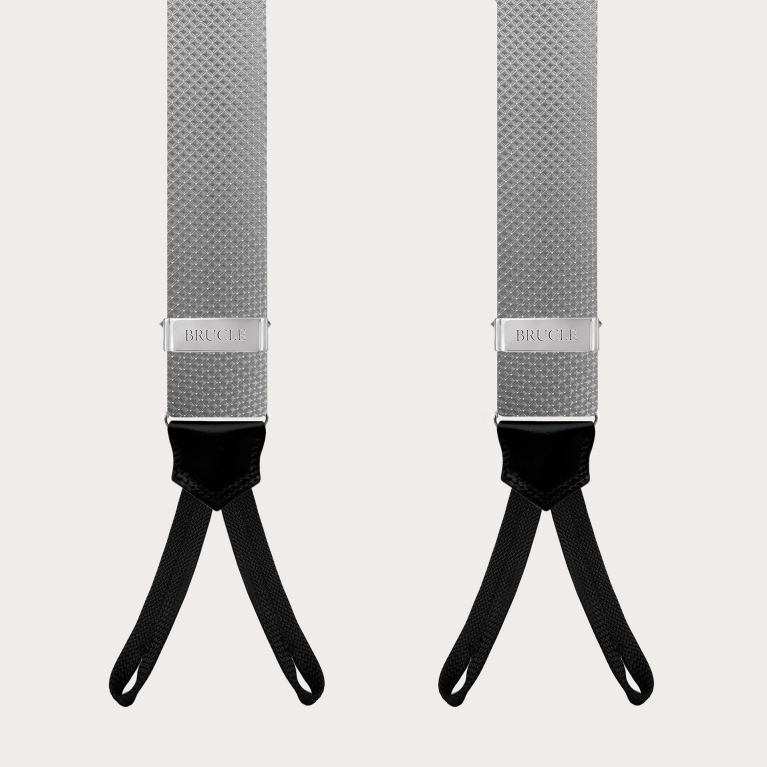 Formal Y-shape suspenders with braid runners, dotted grey