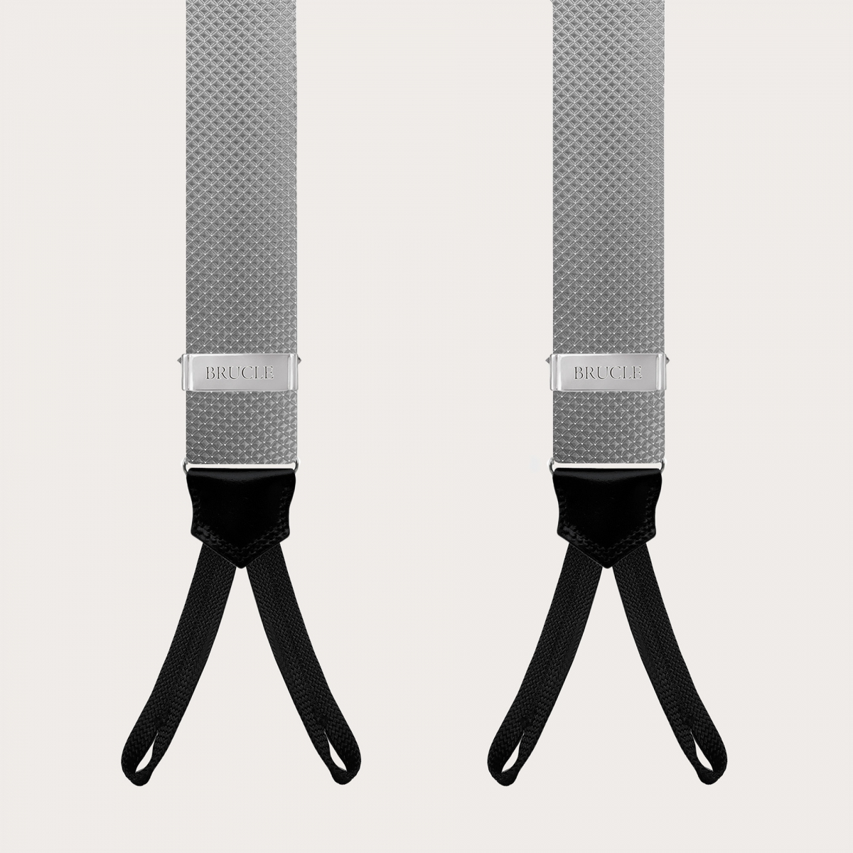 Formal Y-shape suspenders with braid runners, dotted grey