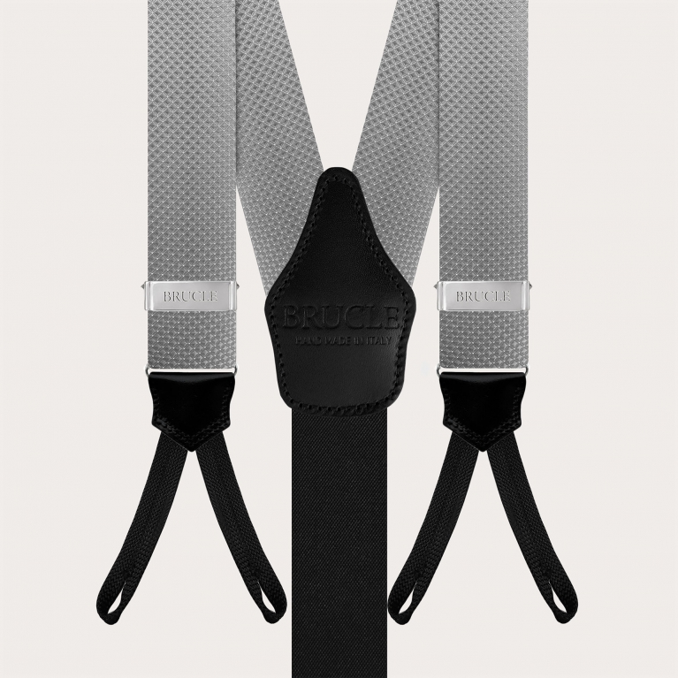 Formal Y-shape suspenders with braid runners, dotted grey