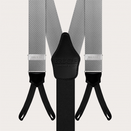 Formal Y-shape suspenders with braid runners, dotted grey