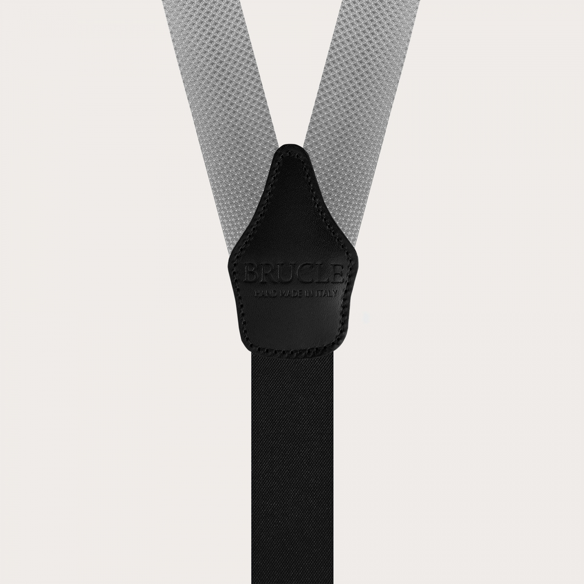 Formal Y-shape suspenders with braid runners, dotted grey