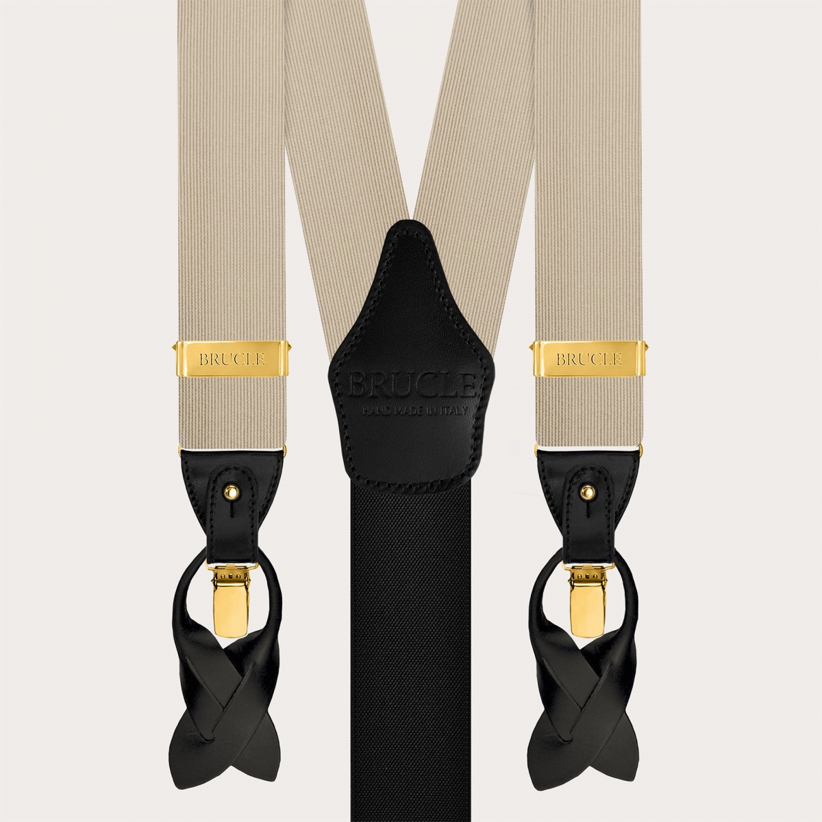 Gold and black jacquard silk men's suspenders