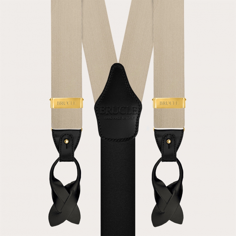 Gold and black jacquard silk men's suspenders