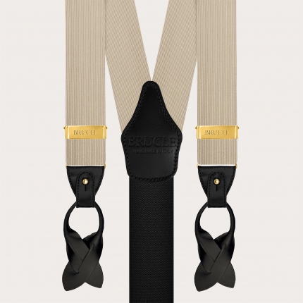 Gold and black jacquard silk men's suspenders