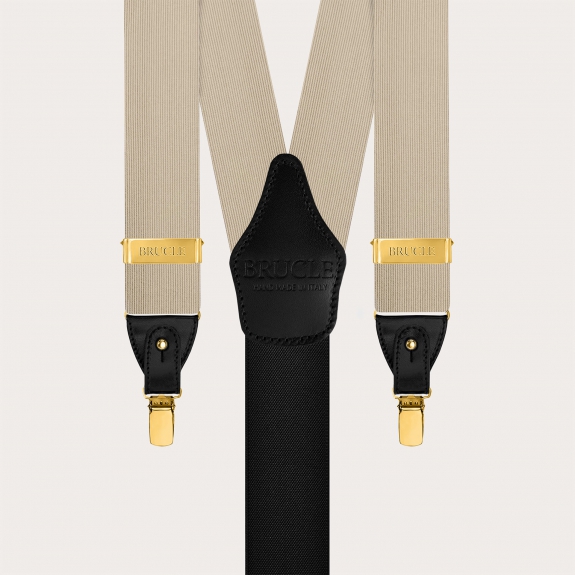 Gold and black jacquard silk men's suspenders