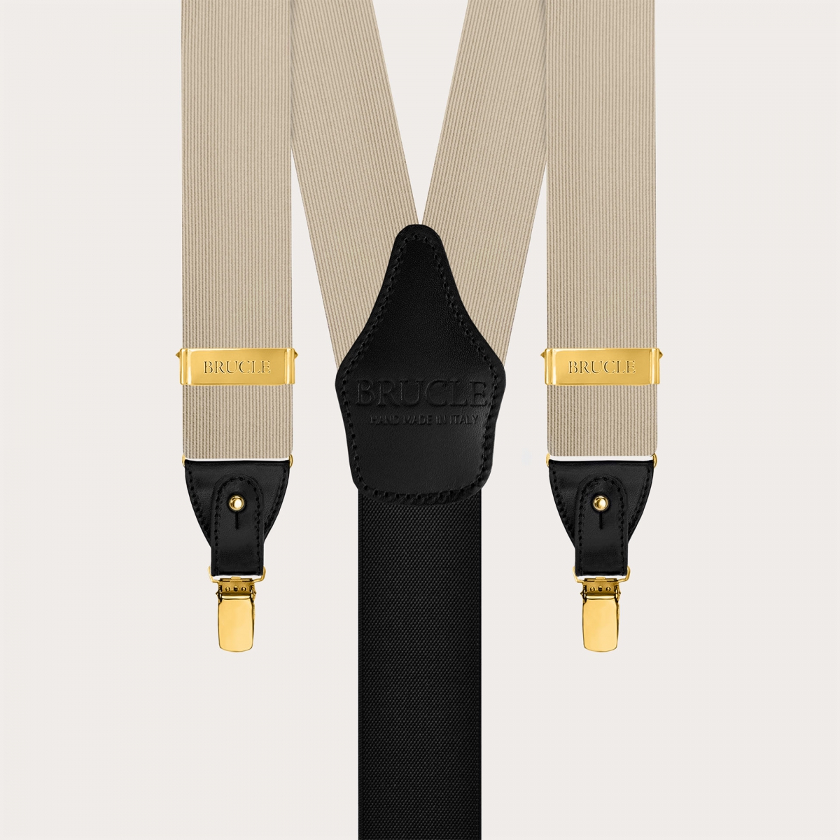 Gold and black jacquard silk men's suspenders