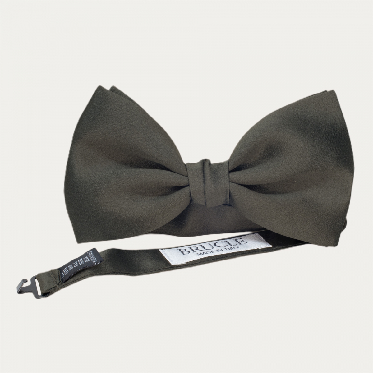 Olive green silk satin men's pre-tied bow tie